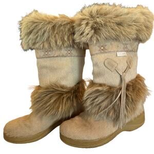 Tecnica Skandia Italian Bovina Goat Fur Leather Boots EU36.5 US6 Winter EUC